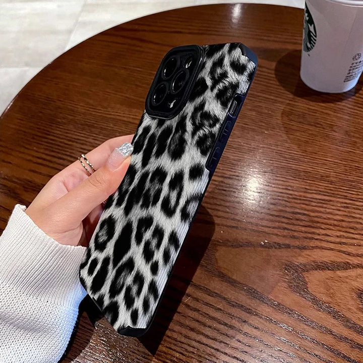 Fashion Black White Leopard Silicone Case For iPhone 13 11 14 15 Pro Max Plus 12 Mini X XS XR 7 8 Leather Shockproof Full Cover